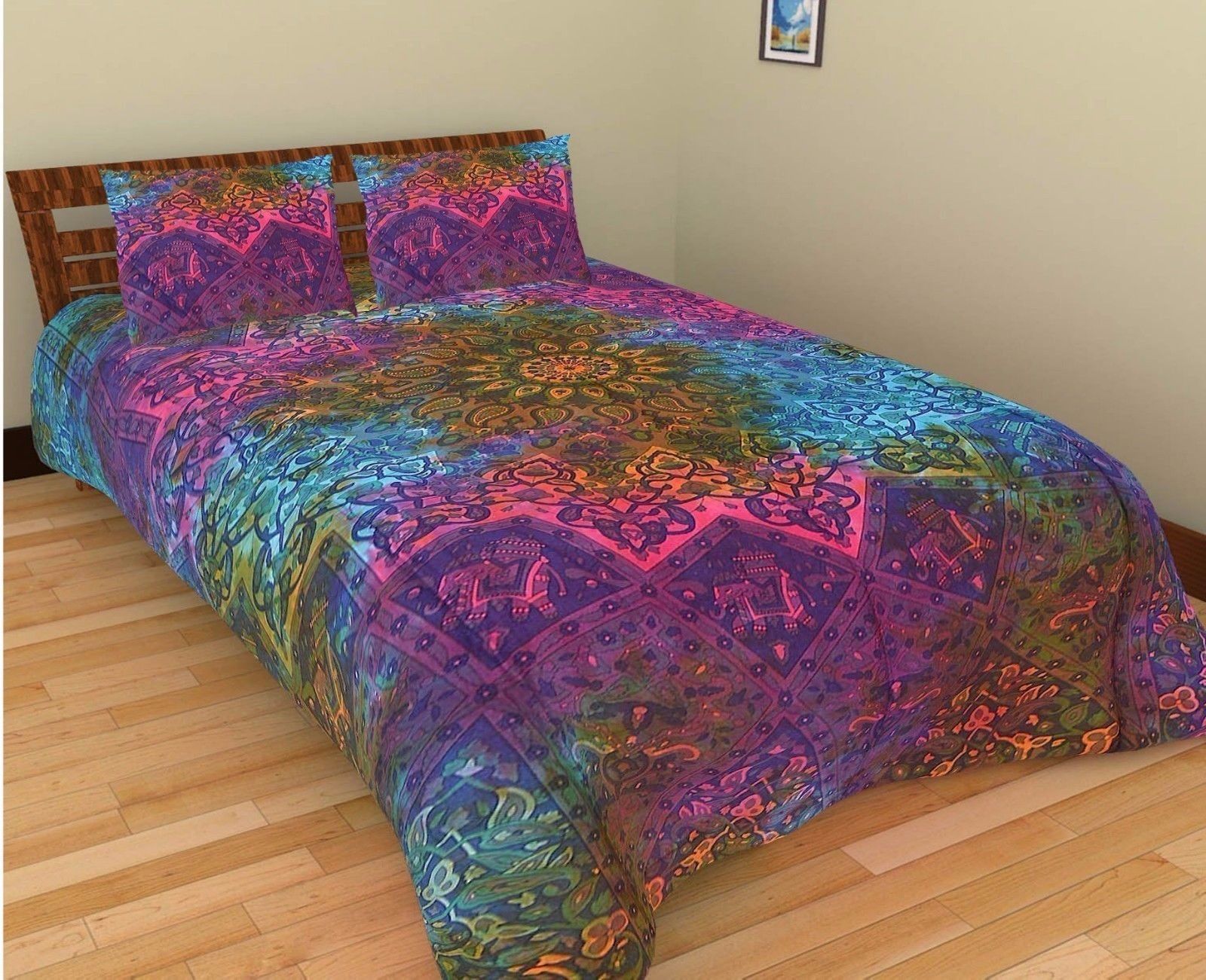 Indian Mandala Cotten Multicolour Flower Elephant Duvet Cover