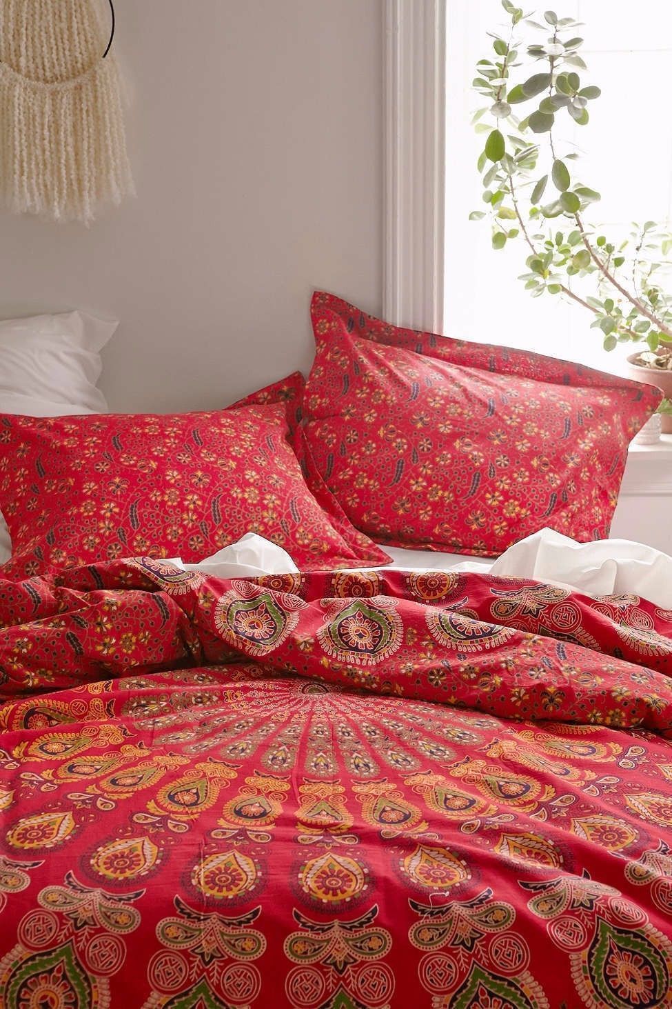 Indian Mandala Red Cotton Duvet Cover