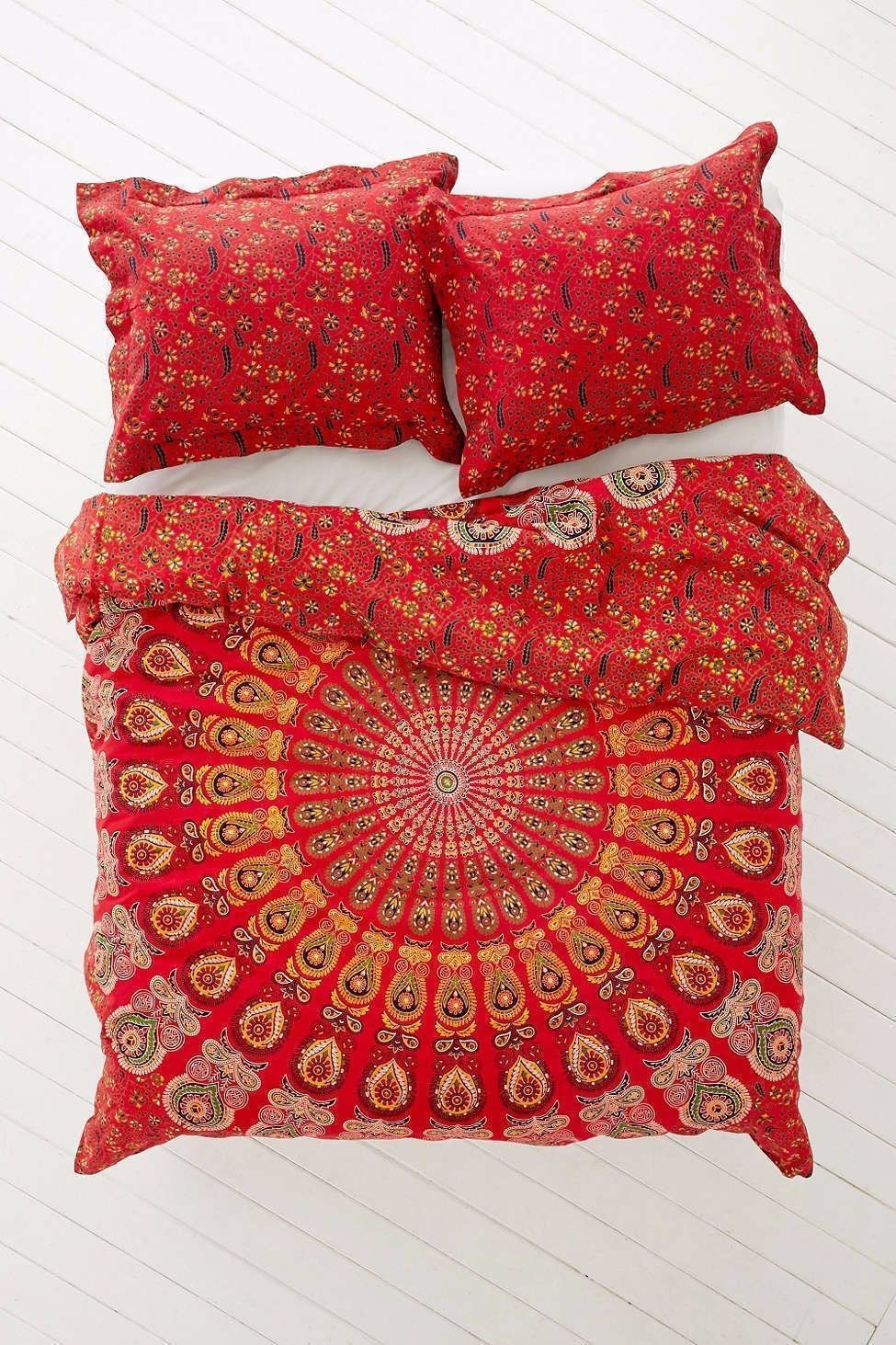Indian Mandala Red Cotton Duvet Cover