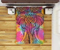 Indian Mandala Cotton Colourful Elephant Duvet Cover