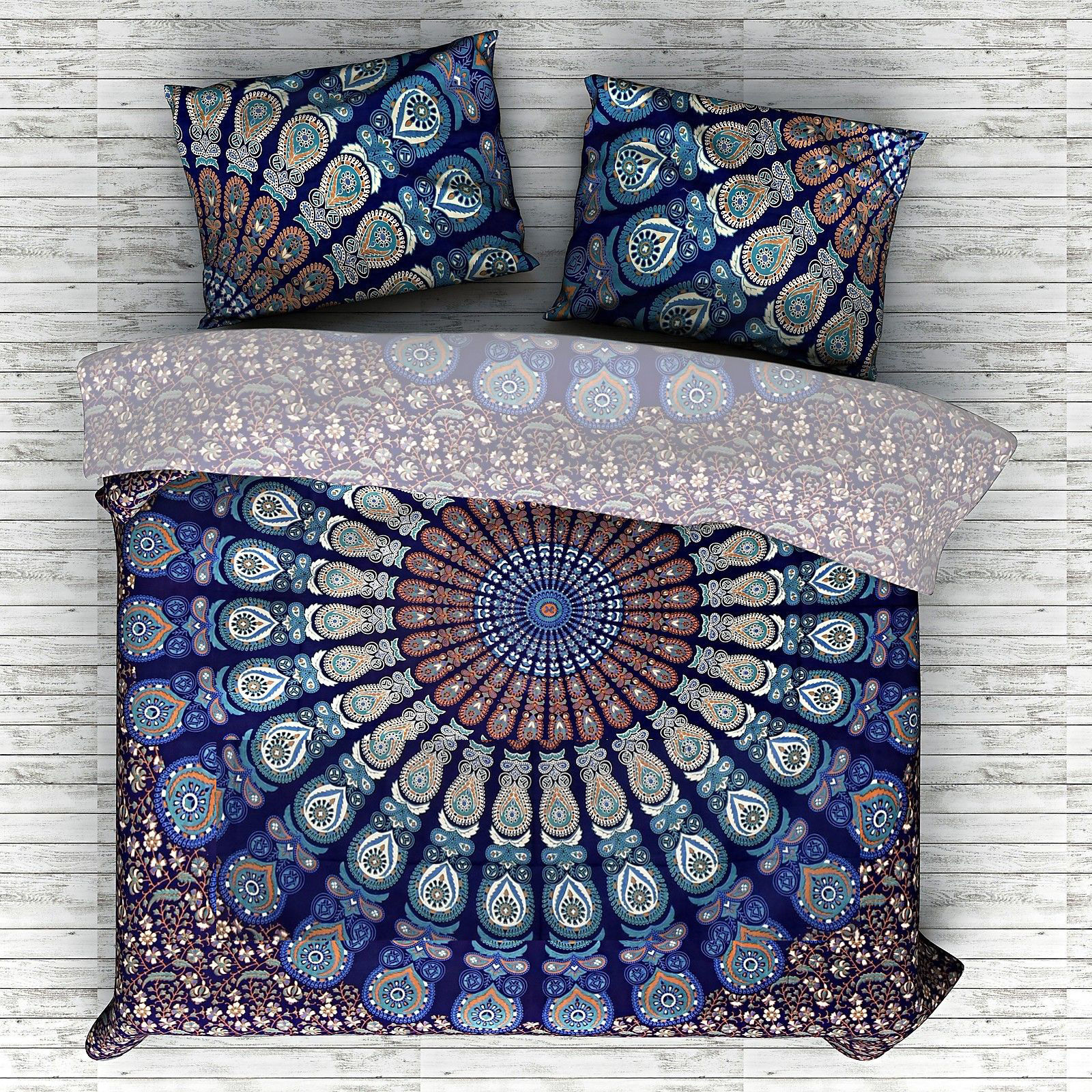 Indian Mandala Cotton Blue Circle Duvet Cover