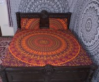 Indian Mandala Orange Round Cotton Duvet Cover