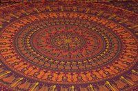 Indian Mandala Orange Round Cotton Duvet Cover