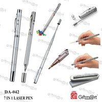 7 In 1 Laser Pen - Metal, Red Color, Telescopic Design | Features Laser Pointer, Uv Light, Magnetic Extender, Screw Driver, Led Torch, Personalized Logo, Case Included