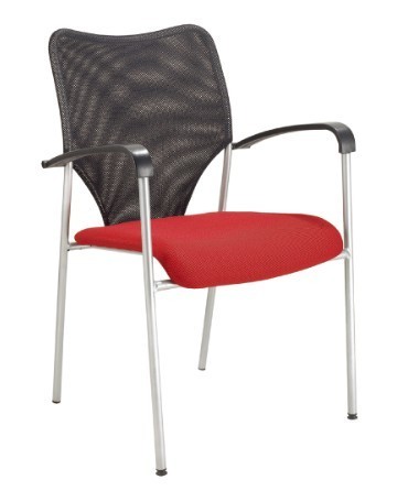Red And Black Reception Mesh Back Cushion Chair