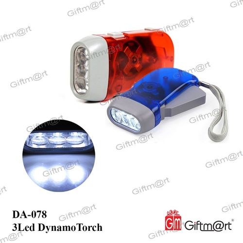 Red Blue 3 Led Dynamo Torch