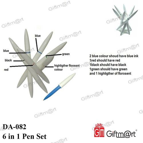 White 6 In 1 Pen Set