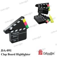 Clap Board Highlighter - Multi-color Ink Options (orange, Blue, Pink, Yellow, Green), Custom Logo Printing - Versatile Highlighter Type With Film Clapper Design