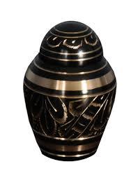 Teal Birds Brass Metal Token Cremation Urn