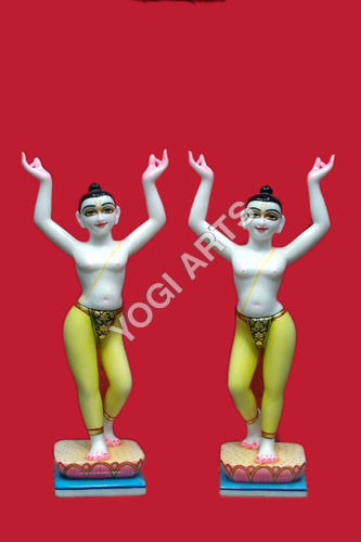 Painting White Marble Iskcon Statues