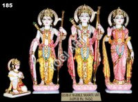 White Marble Ram Darbar Murti - Finishing: Carving