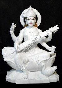 White Marble Saraswati Statue - Feature: Easy To Install