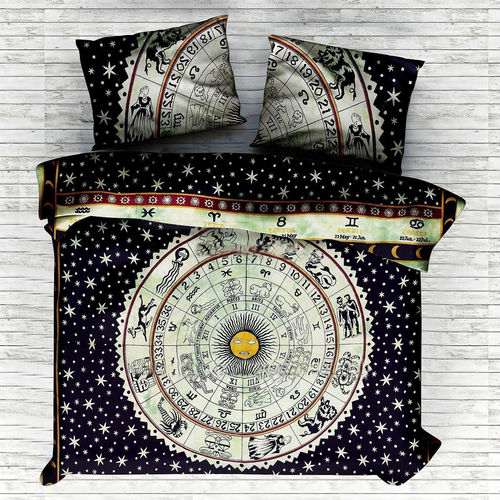 Quick Dry Indian Mandala Blue Sun Astro Circle Cotton Duvet Cover