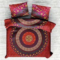 Indian Mandala Cotton Red Round Duvet Cover