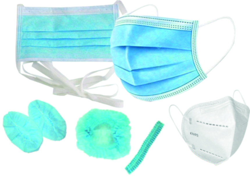 Disposable Face Mask / Cramp Cap / Surgeon Cap / Shoe Cover - Color: Blue