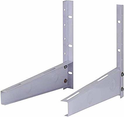 Durable AC Stand - Heavy Duty GI Steel, 2.0 Ton Weight Capacity, Powder Coated White Finish - Wall Mount Design with 2 Brackets for Versatile AC Compatibility