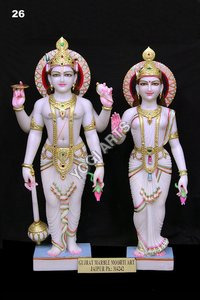 Marble Vishnu Laxmi Murti - Finishing: Painting