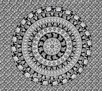 Indian Mandala Cotton Black Elephant Duvet Cover