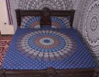 Indian Mandala Blue Round Cotton Duvet Cover