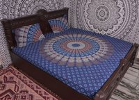 Indian Mandala Blue Round Cotton Duvet Cover