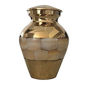 Mother of Pearl Brass Metal Token Cremation Urn