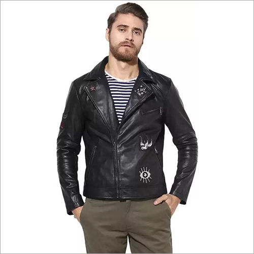 Notch Collar Men Leather Jacket