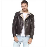 Mens Shearling Lapel Collar Leather Jacket