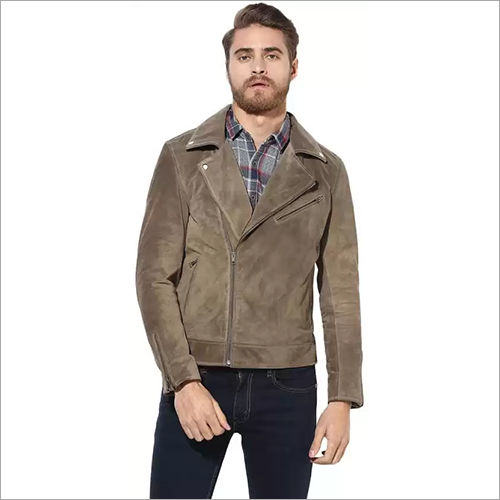 Men Slim Fit Plain Leather Jacket