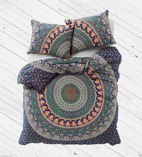 Indian Mandala Cotton Green Round Duvet Cover