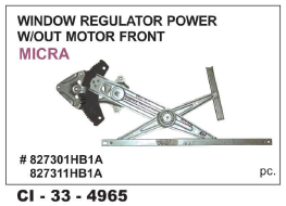 Window Regulator Power W/out MOTOR Front MICRA L/R