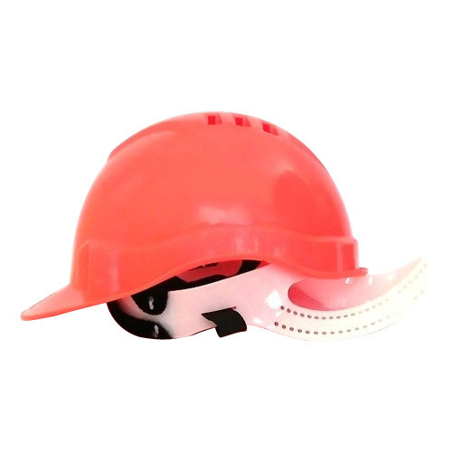 Non Vented Safety Helmet - Plastic, 250-300 Grams | Red Color, Good Looking Design for Male Users