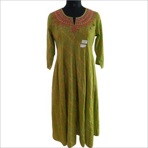 Long Kurti - Cotton Fabric, Available in M, S, L Sizes , Breathable, No Fade, Washable, Handcrafted Embroidery