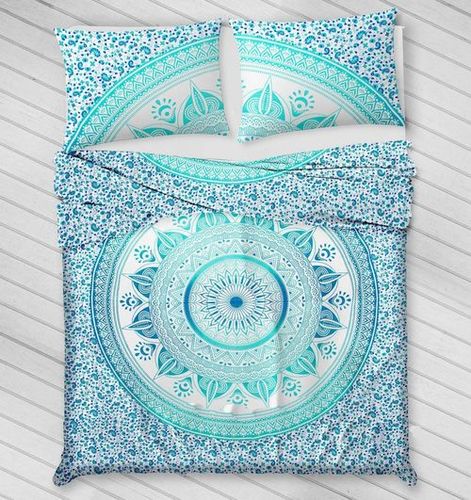 Indian Mandala Cotton Green Flower Duvet Cover