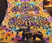 Indian Mandala Yellow Elephant Tree Cotton Duvet Cover