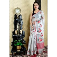 Tissue Linen Computerized Embroidery Work  Sarees
