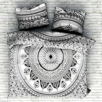 Indian Mandala Black Round Flower Cotton Duvet Cover