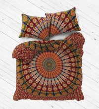 Indian Mandala Cotton Brown Circle Duvet Cover