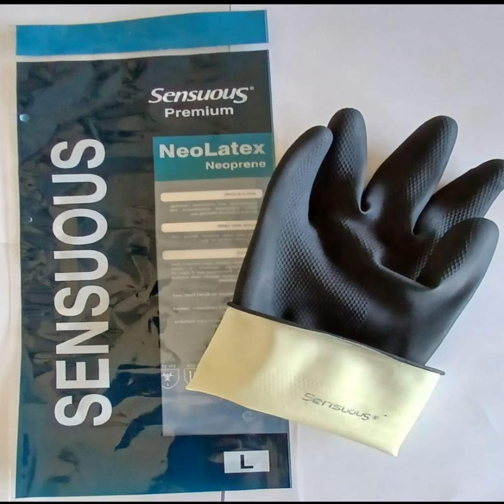 Sensuous Neoprene Black Rubber Gloves