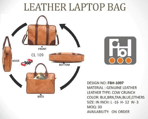Office Brown Leather Laptop Bag