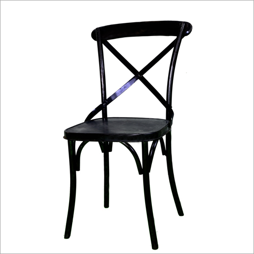 Iron Cross Back Chair - Iron, Durable Design in Elegant Matte Black | Machine Cut Precision, Ideal Bar Furniture