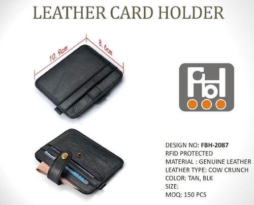 RFID Protected Black Leather Card Holder