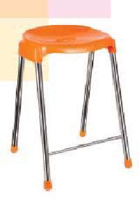 Orange And Silver Durable Plastic Stool