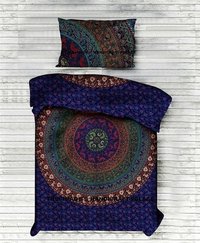 Indian Mandala Cotton Dark Blue Circle Duvet Cover