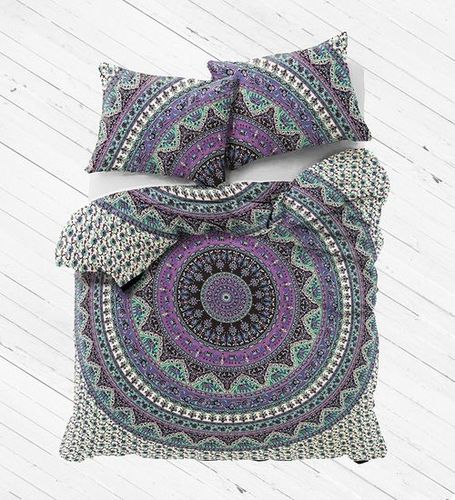 Purple Round Printed Handicraft Cotton Duvet Cover - Feature: Quick Dry