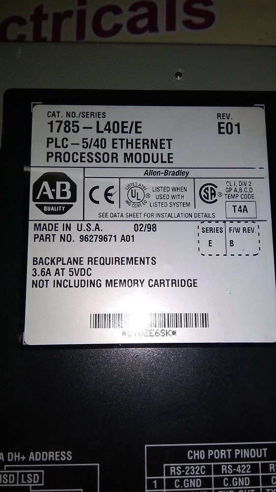 ALLEN BRADLEY CPU 1785-L40E/E