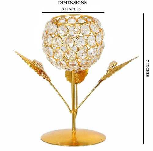 Floral Golden Crystal tea light holder