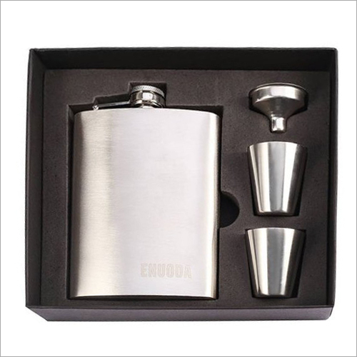 Steel Hip Flask Set With Peg Measure And Funnel