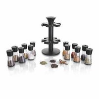 Kitchen Spice Rack Set - Stainless Steel & Abs | 12 Jar Rotating Carousel, Smooth Surface, Space-saving Design, Modern Style For Contemporary Kitchens