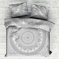 Indian Mandala Cotton Silver Round Flower Duvet Cover