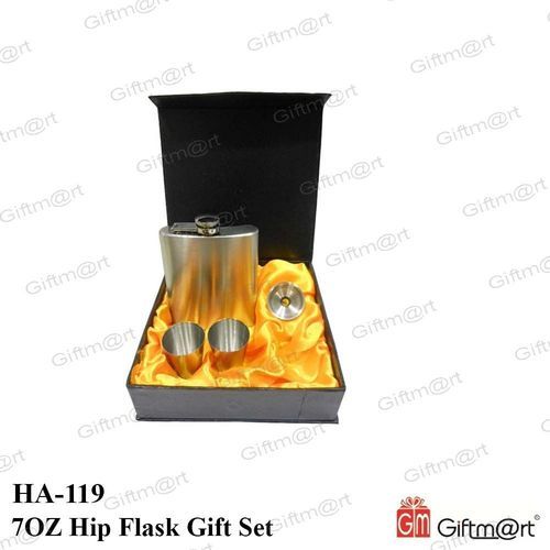 7 Oz Hip Flask Gift Set with 2 Glass